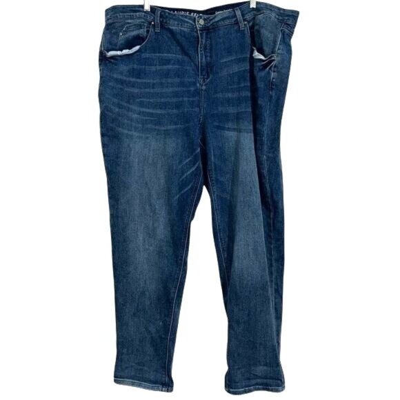 Laurie Felt Daisy Denim Boyfriend Jeans 24W Dark Wash Stretch Cotton Blend Women - Picture 1 of 13